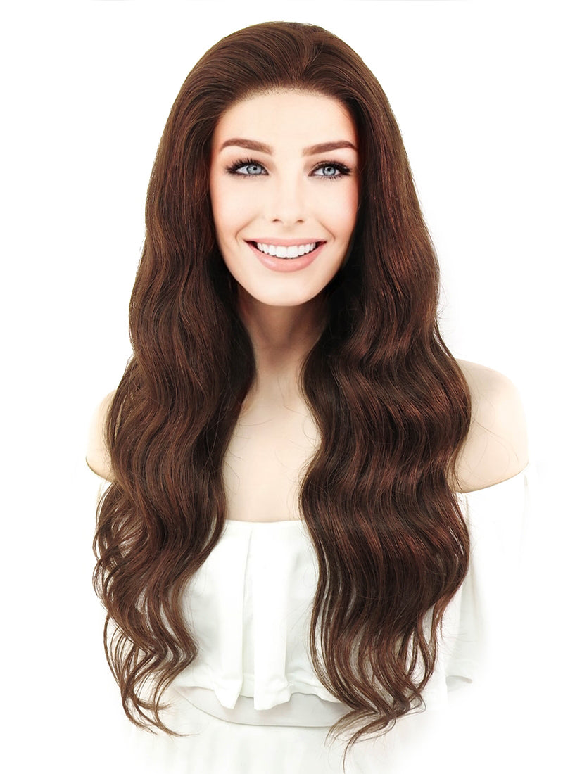 20" Long Curly Vibrant Auburn Lace Front Remy Natural Hair Wig HH109