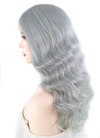 16" Long Curly Light Grey Lace Front Remy Natural Hair Wig HH132 - wifhair