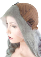 16" Long Curly Light Grey Lace Front Remy Natural Hair Wig HH132 - wifhair