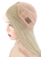 14" Long Straight Ash Blonde Lace Front Brazilian Natural Hair Wig HH140 - wifhair