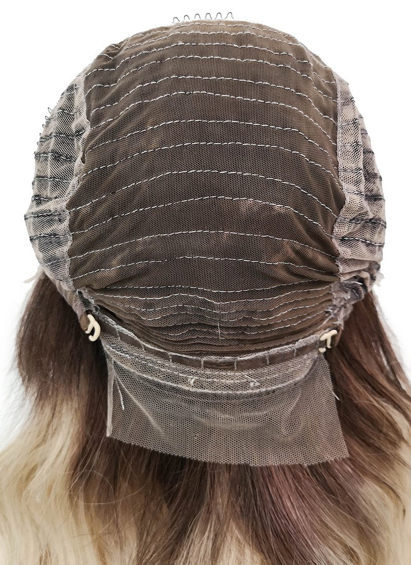 16" Long Body Wave Blonde With Dark Roots Lace Front Virgin Natural Hair Wig HH150 - wifhair
