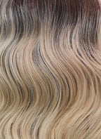16" Long Body Wave Blonde With Dark Roots Lace Front Virgin Natural Hair Wig HH150 - wifhair