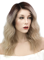 16" Long Body Wave Blonde With Dark Roots Lace Front Virgin Natural Hair Wig HH150 - wifhair