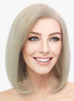 12" Medium Straight Classic Bob Ash Blonde Lace Front Remy Natural Hair Wig HH151