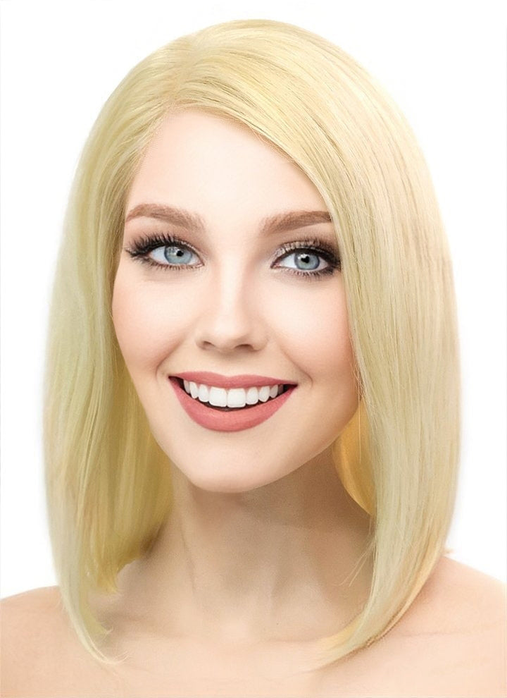 10" Medium Straight Bob Lace Front Remy Natural Hair Wig