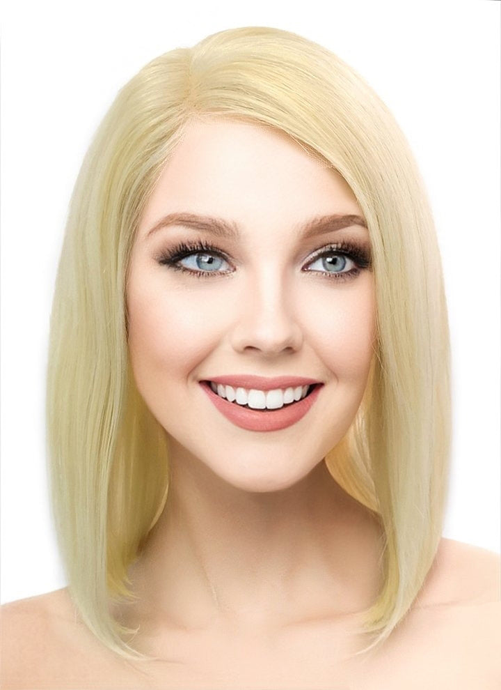 10" Medium Straight Bob Lace Front Remy Natural Hair Wig