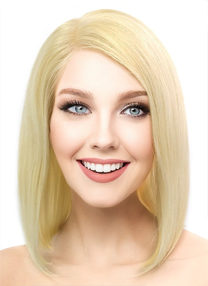 10" Medium Straight Bob Lace Front Remy Natural Hair Wig