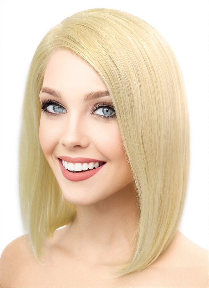 10" Medium Straight Bob Lace Front Remy Natural Hair Wig