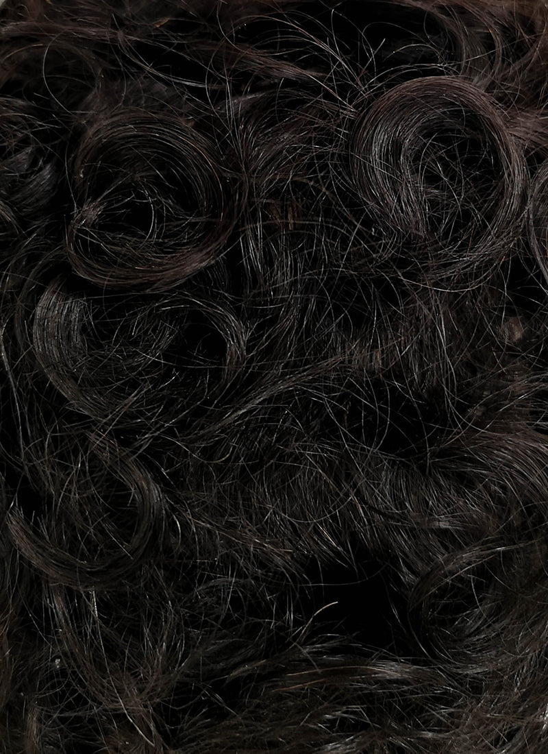 8" Short Curly Off Black Pixie Lace Front Remy Natural Hair Wig HP012
