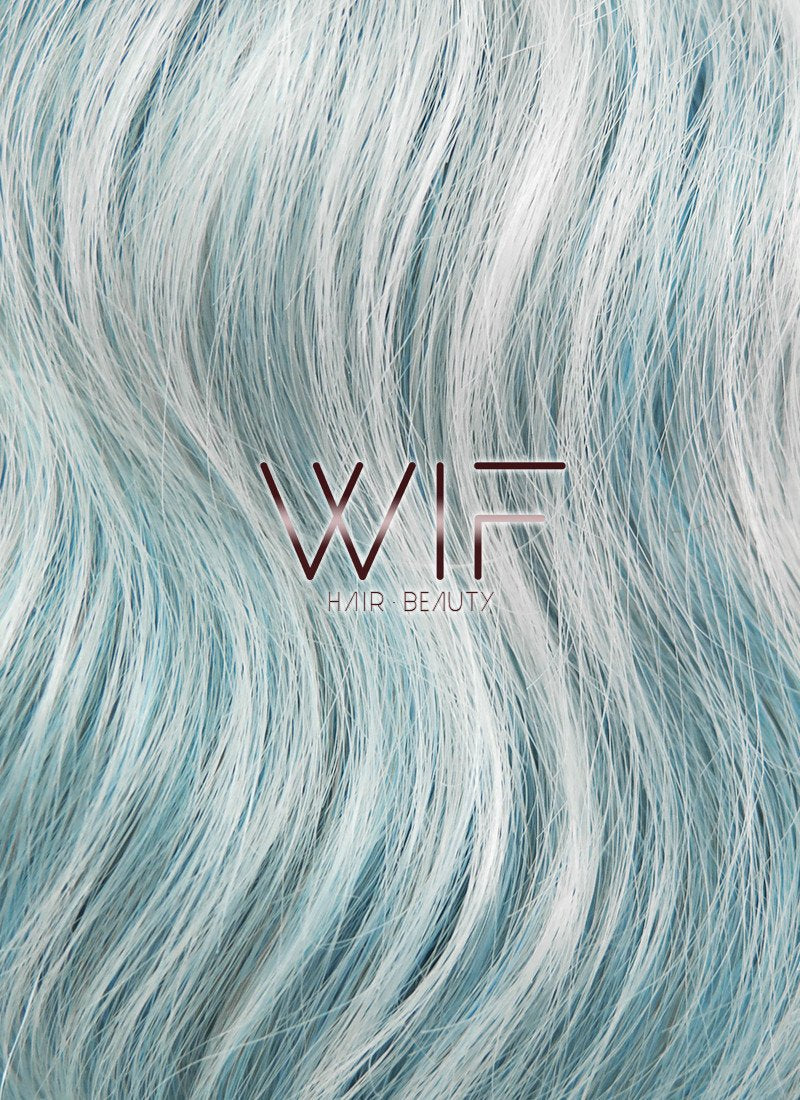 27" Long Curly Grey Mixed Blue Pastel Ombre Fashion Synthetic Hair Wig HS164