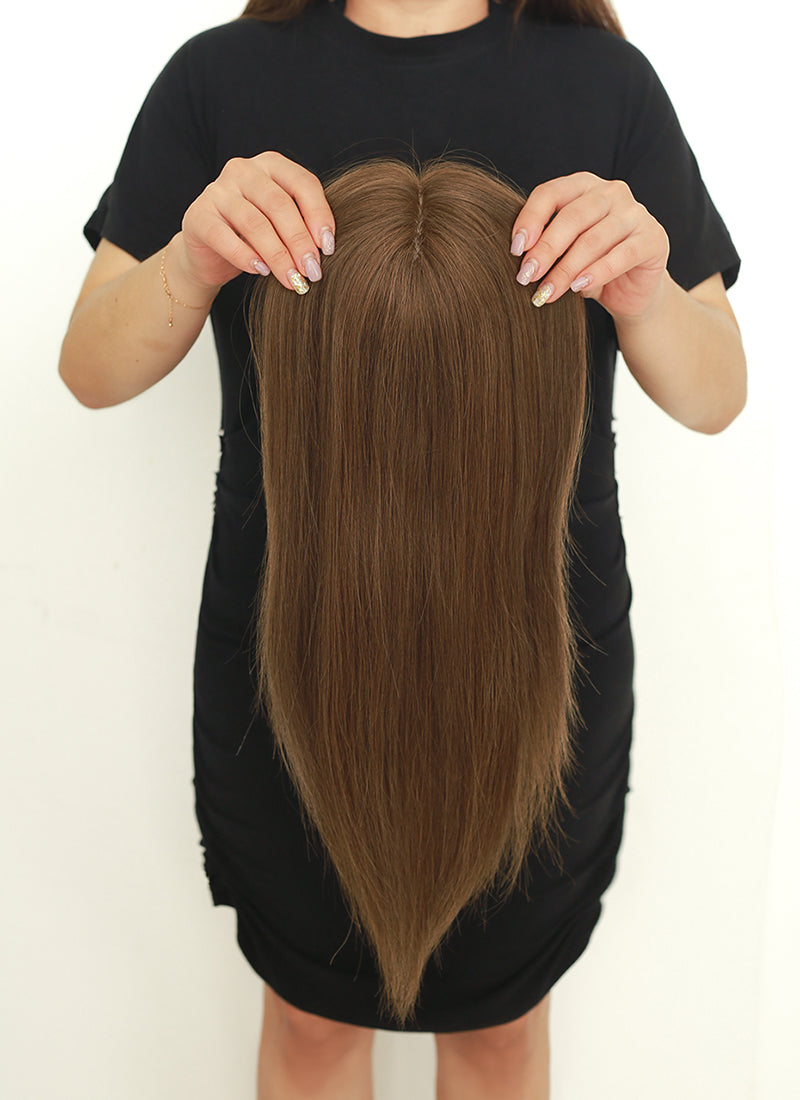 6" x 6.5" Silk Top With Weft Base Straight Virgin Hair Women Topper HT011