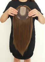 6" x 6.5" Silk Top With Weft Base Straight Virgin Hair Women Topper HT011