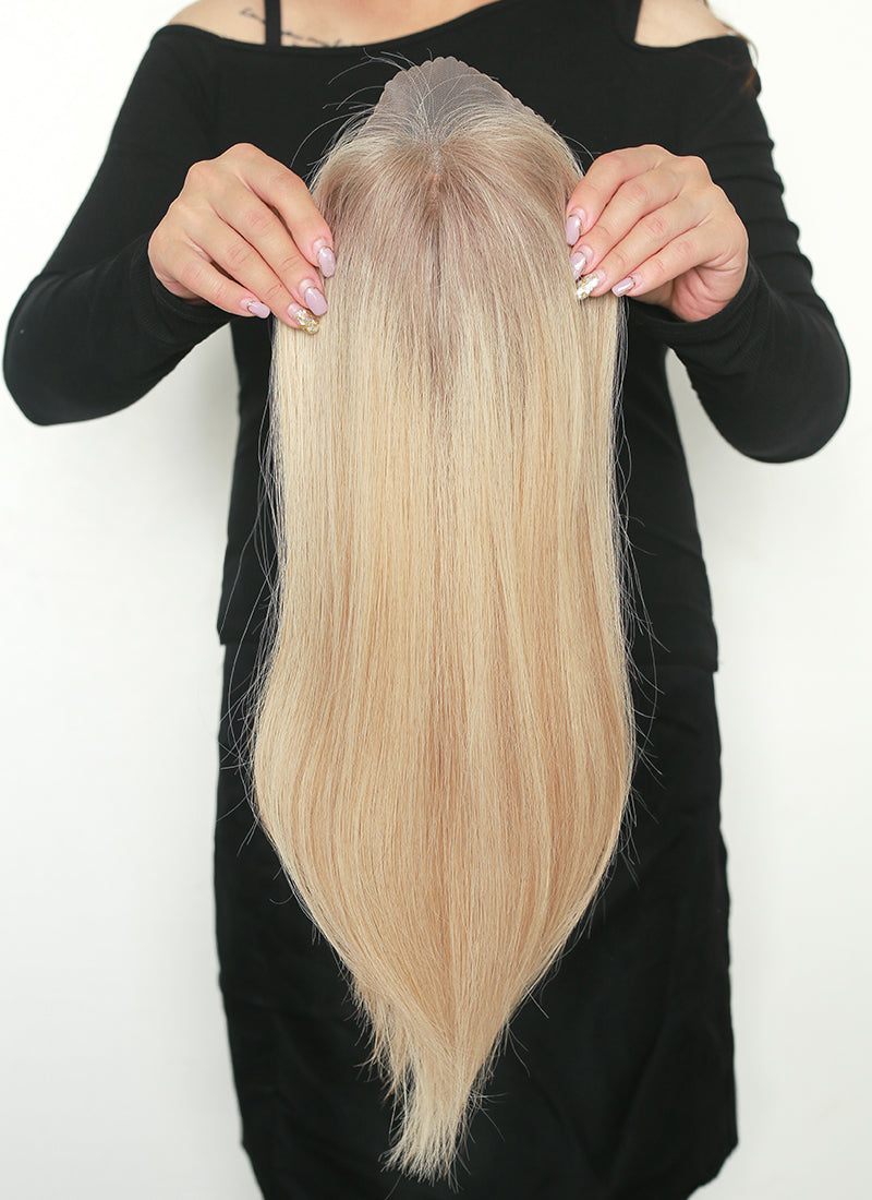 8" x 8" Silk Top With Lace Front And Weft Base Straight Virgin Hair Women Topper HT012