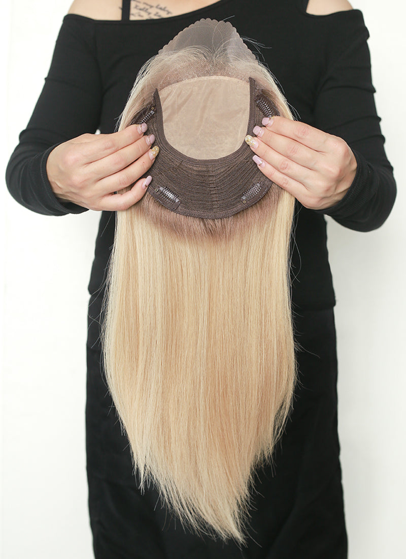 8" x 8" Silk Top With Lace Front And Weft Base Straight Virgin Hair Women Topper HT012