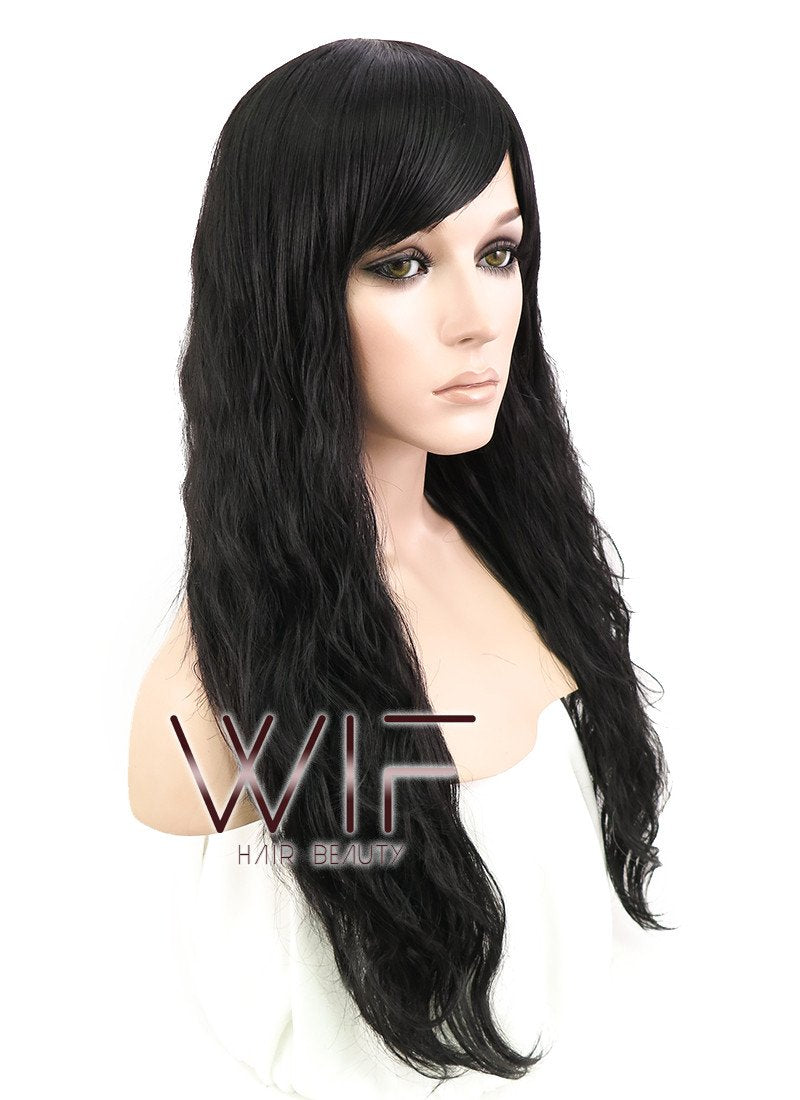 24" Wavy Black Synthetic Wig JC01
