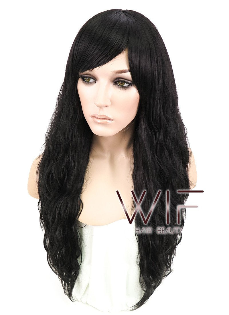 24" Wavy Black Synthetic Wig JC01