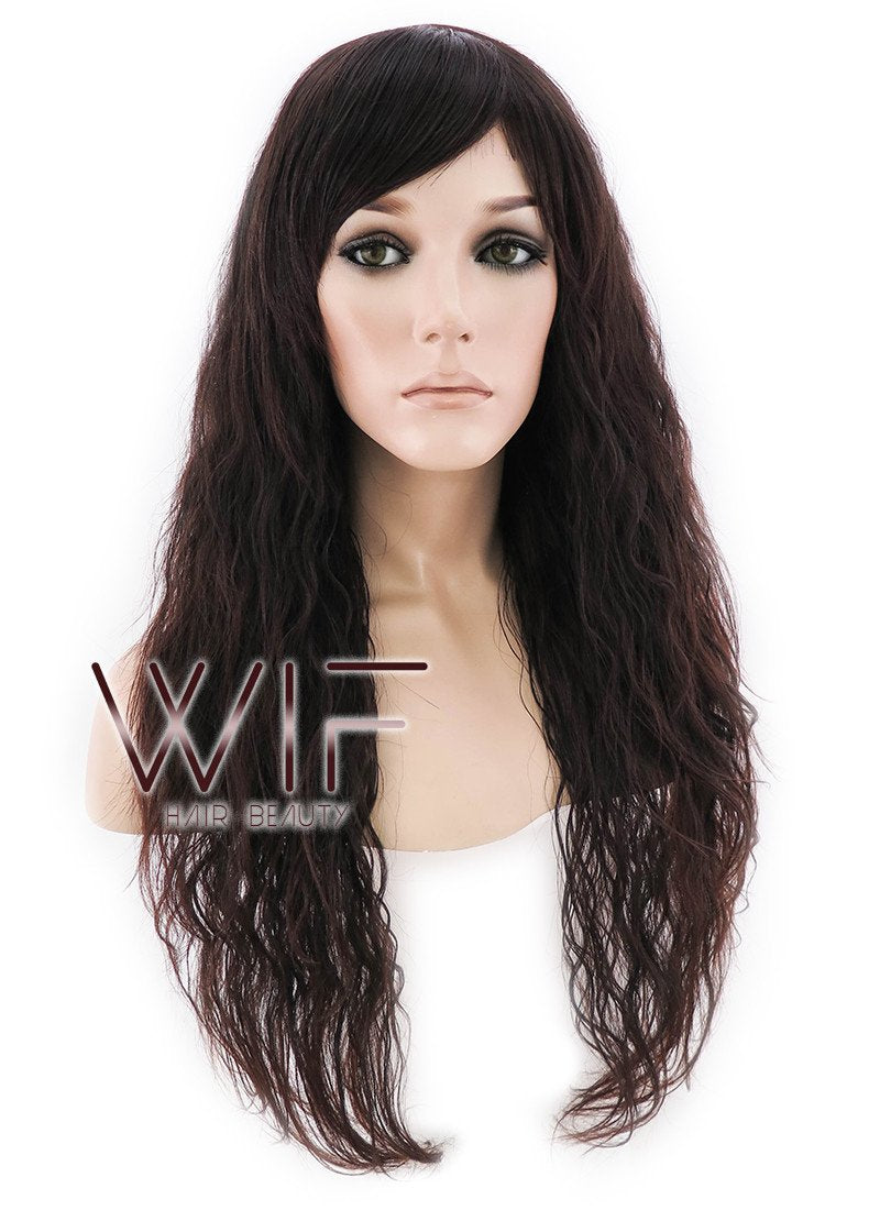 24" Wavy Dark Brown Synthetic Wig JC08