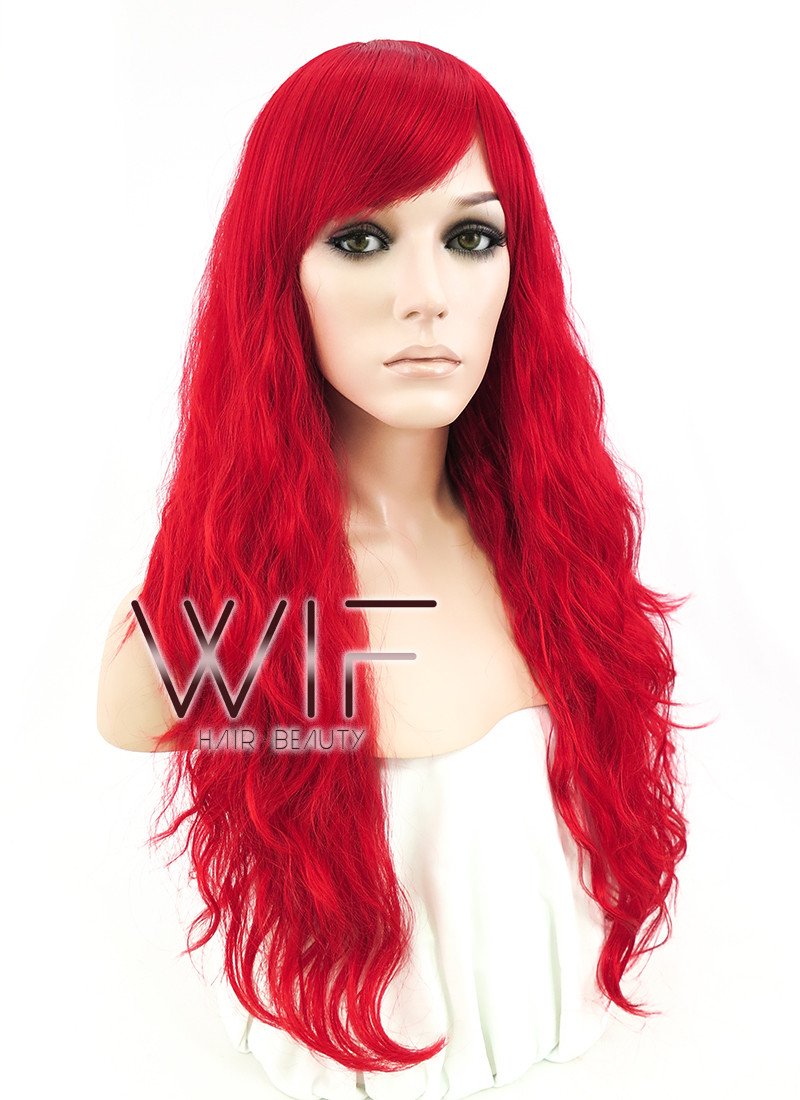 24" Wavy Red Synthetic Wig JC47