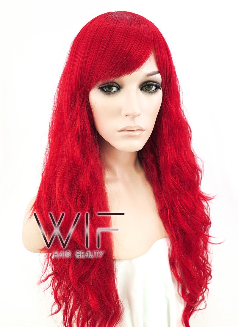 24" Wavy Red Synthetic Wig JC47