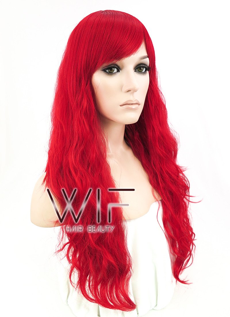 24" Wavy Red Synthetic Wig JC47