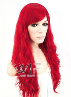 24" Wavy Red Synthetic Wig JC47