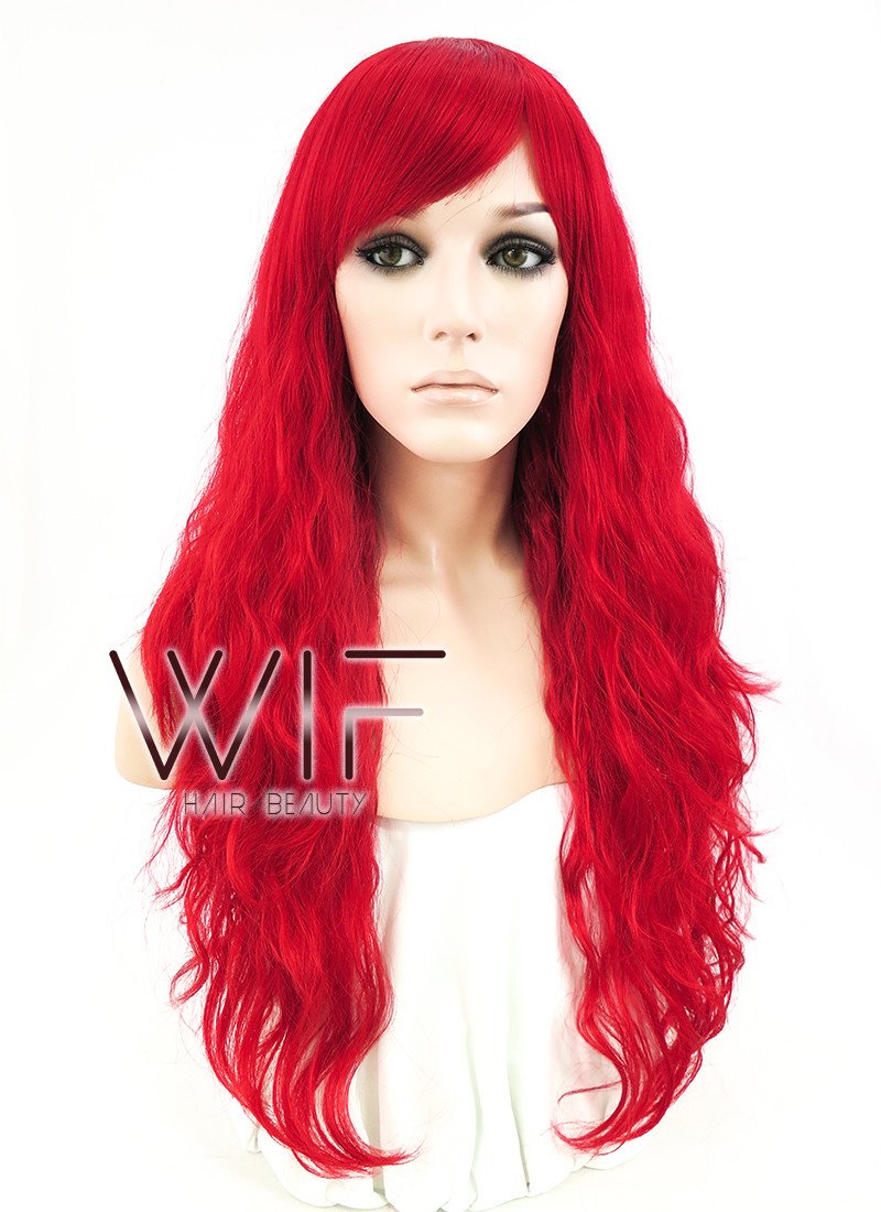 24" Wavy Red Synthetic Wig JC47