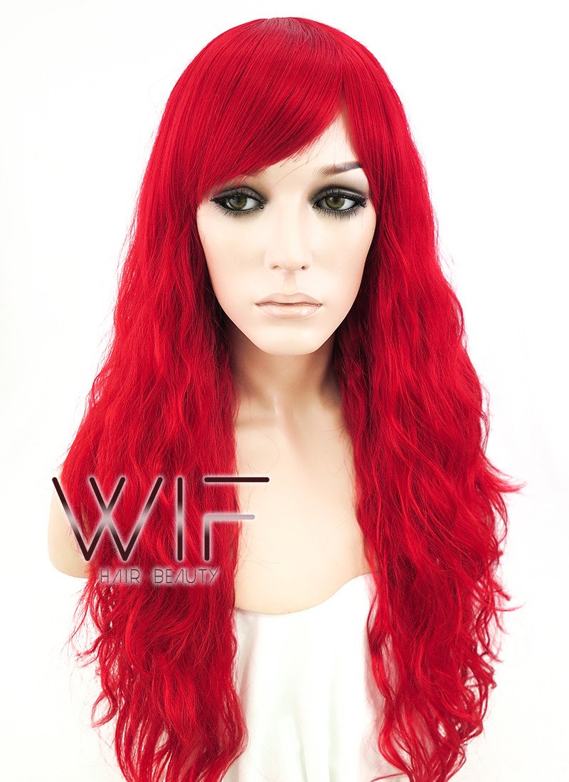 24" Wavy Red Synthetic Wig JC47