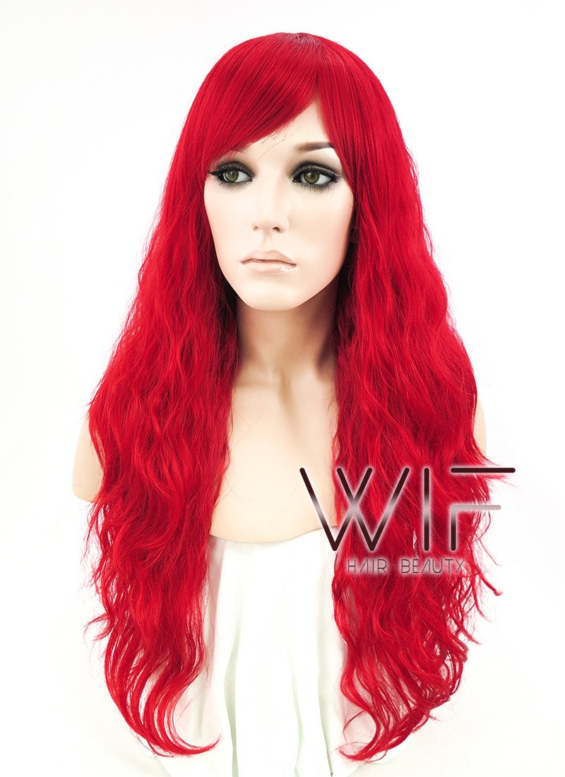 24" Wavy Red Synthetic Wig JC47