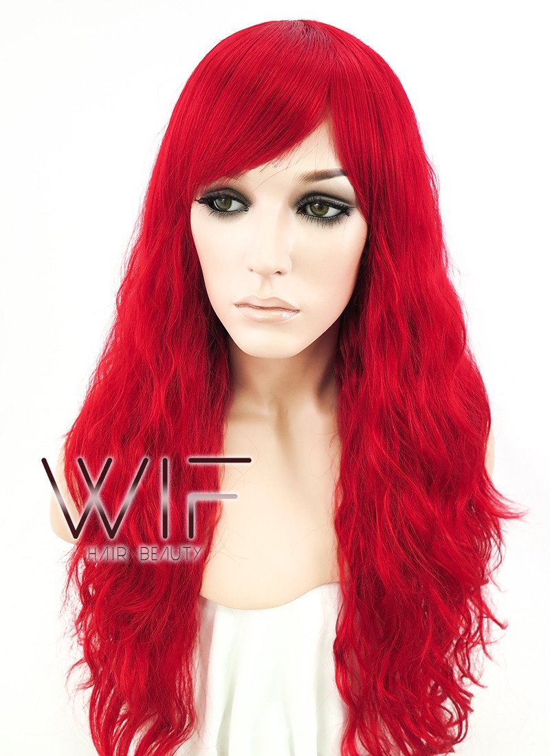 24" Wavy Red Synthetic Wig JC47