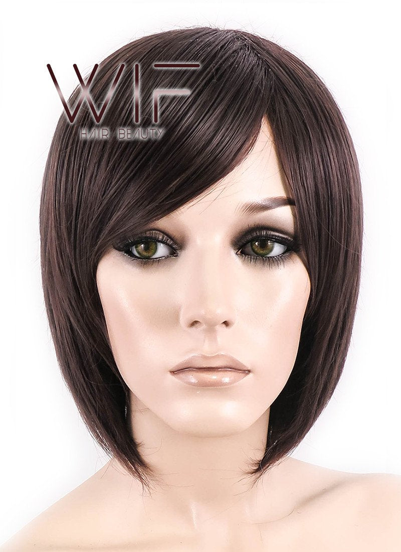10" Straight Dark Brown Synthetic Wig KI152