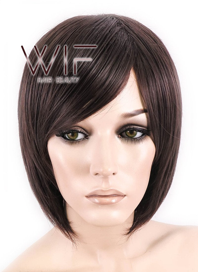 10" Straight Dark Brown Synthetic Wig KI152