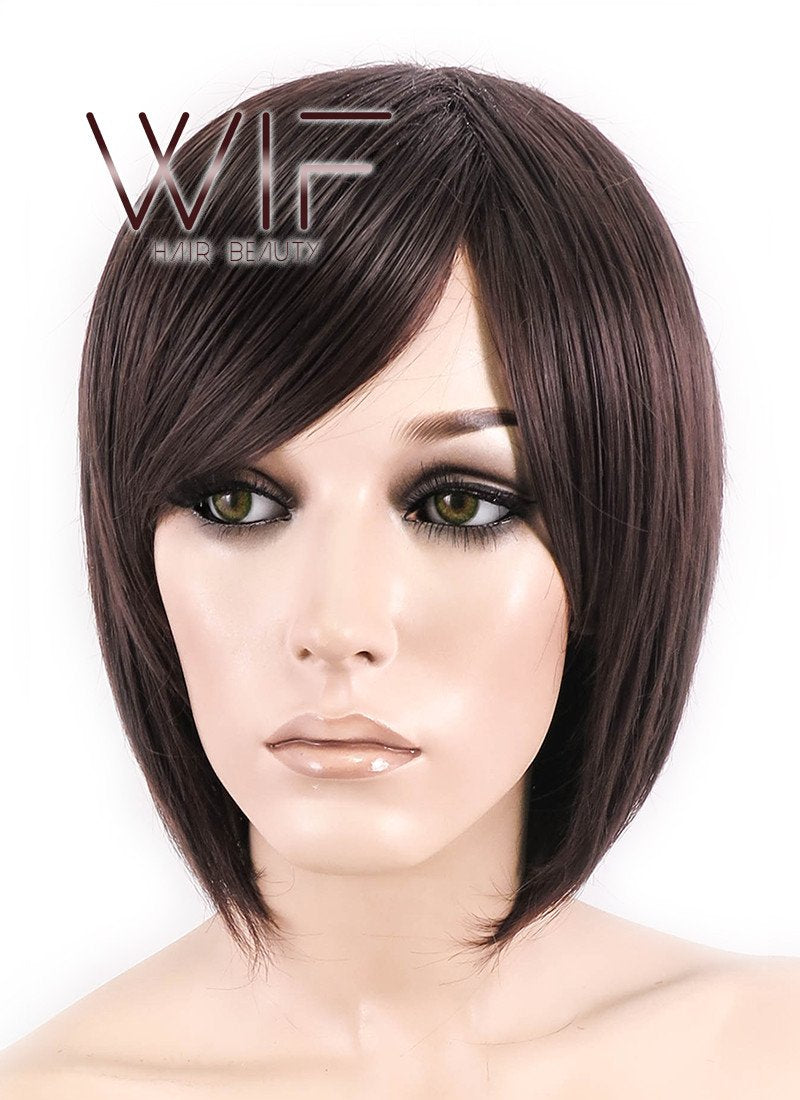 10" Straight Dark Brown Synthetic Wig KI152