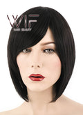10" Straight Black Synthetic Wig KI01