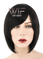 10" Straight Black Synthetic Wig KI01
