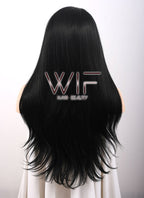24" Straight Jet Black Lace Front Synthetic Wig LF002