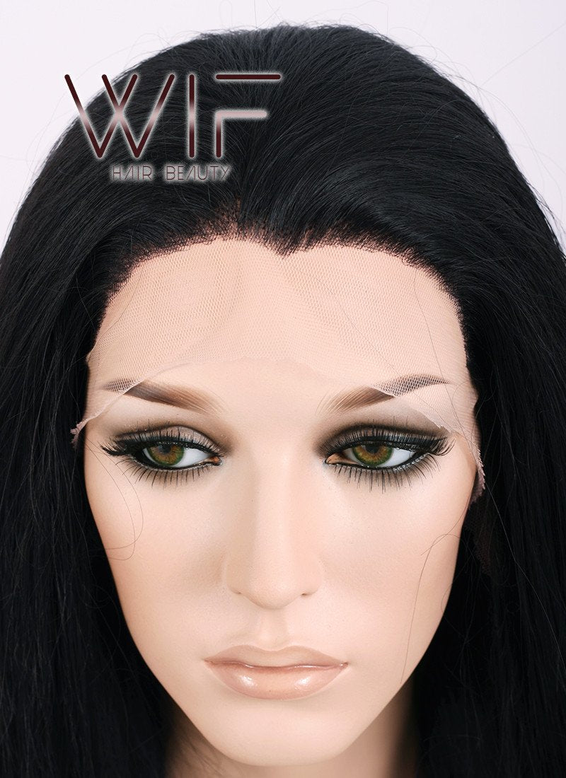 24" Straight Natural Black Lace Front Synthetic Wig LF003