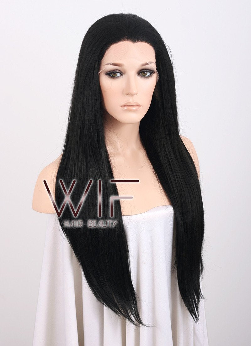 24" Straight Natural Black Lace Front Synthetic Wig LF003