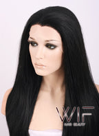 24" Straight Natural Black Lace Front Synthetic Wig LF003