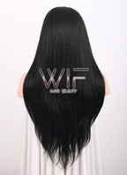 24" Straight Natural Black Lace Front Synthetic Wig LF003