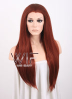 24" Straight Reddish Brown Lace Front Synthetic Wig LF009