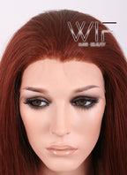24" Straight Reddish Brown Lace Front Synthetic Wig LF009