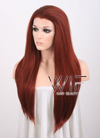 24" Straight Reddish Brown Lace Front Synthetic Wig LF009