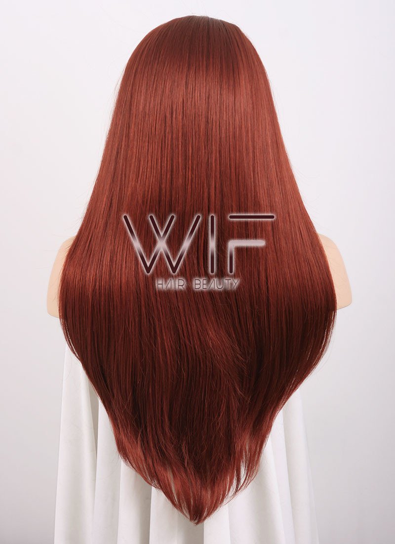 24" Straight Reddish Brown Lace Front Synthetic Wig LF009