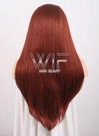 24" Straight Reddish Brown Lace Front Synthetic Wig LF009