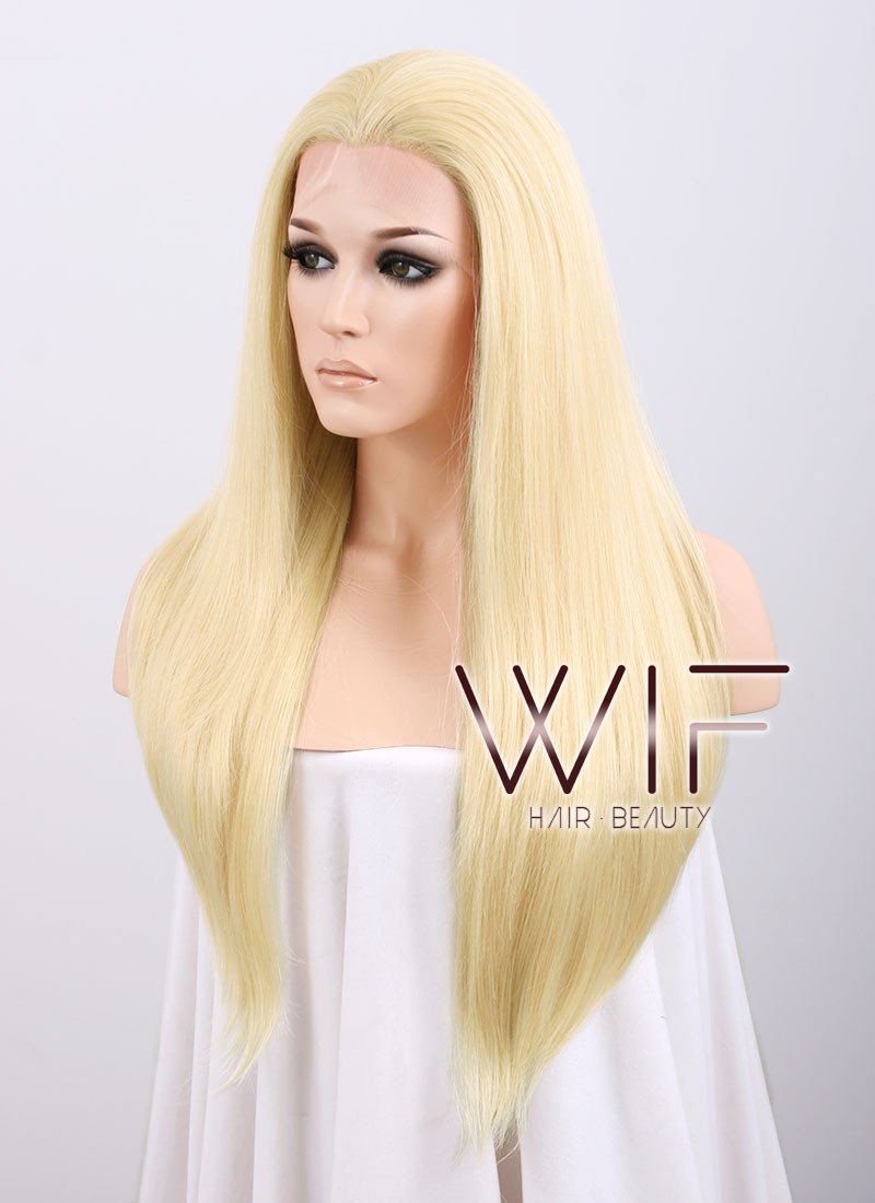 24" Straight Blonde Lace Front Synthetic Wig LF012