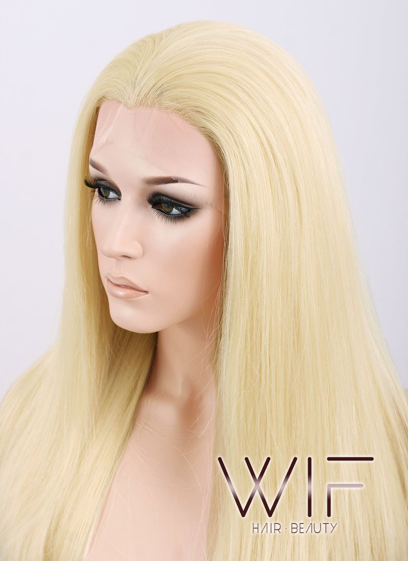 24" Straight Blonde Lace Front Synthetic Wig LF012