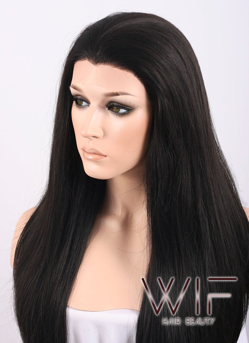 Selena Gomez's 24" Straight Black Mixed Brown Lace Front Wig LF013