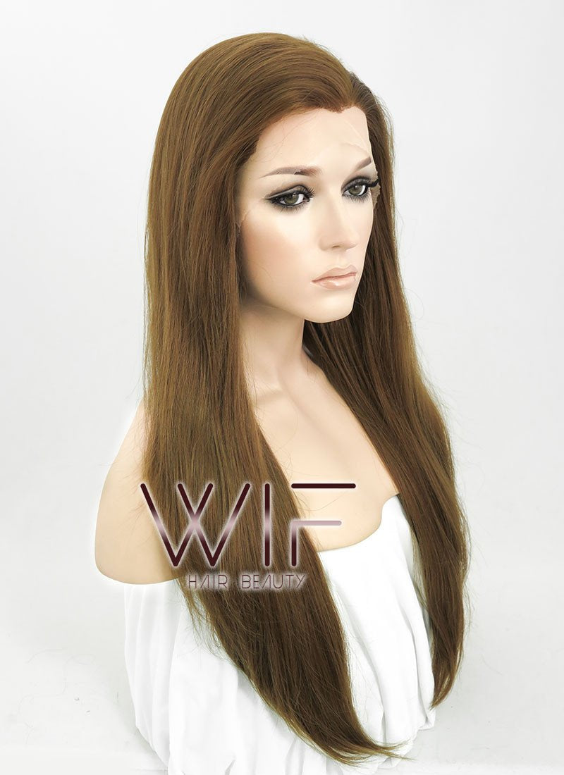 Angelina Jolie Inspired 24" Long Straight Brown Lace Front Synthetic Hair Wig LF019 