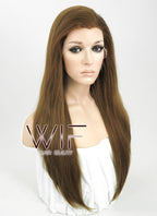24" Long Straight Brown Lace Front Synthetic Hair Wig LF019