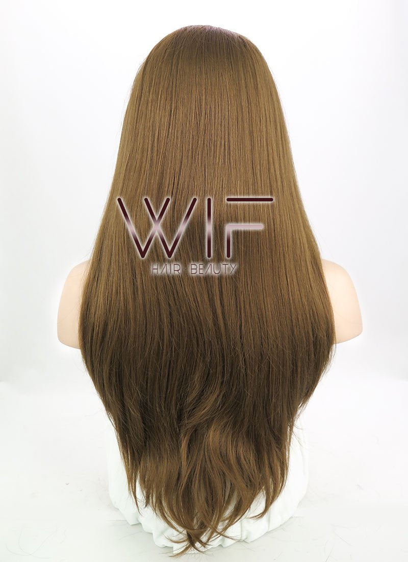 24" Long Straight Brown Lace Front Synthetic Hair Wig LF019